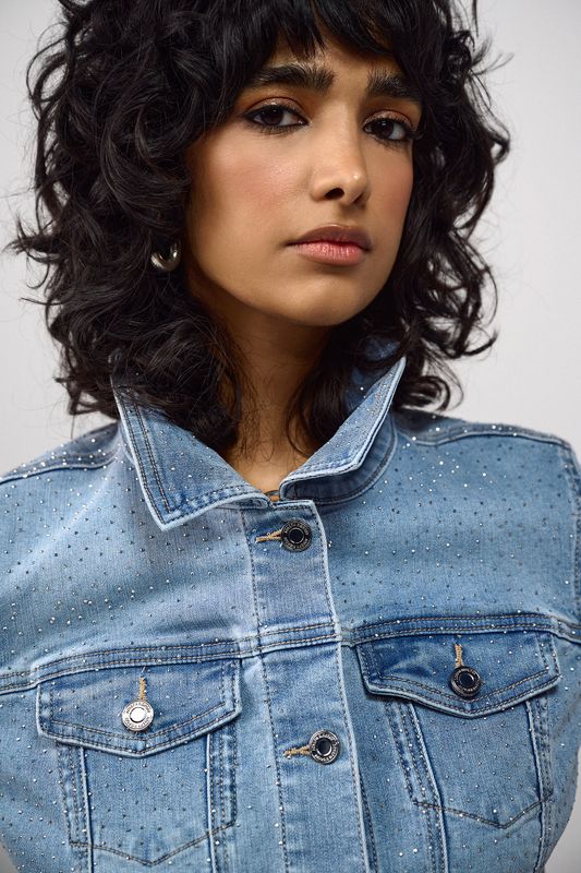 Ribkoff Fitted Denim Jacket w/ Rhinestones 241914
