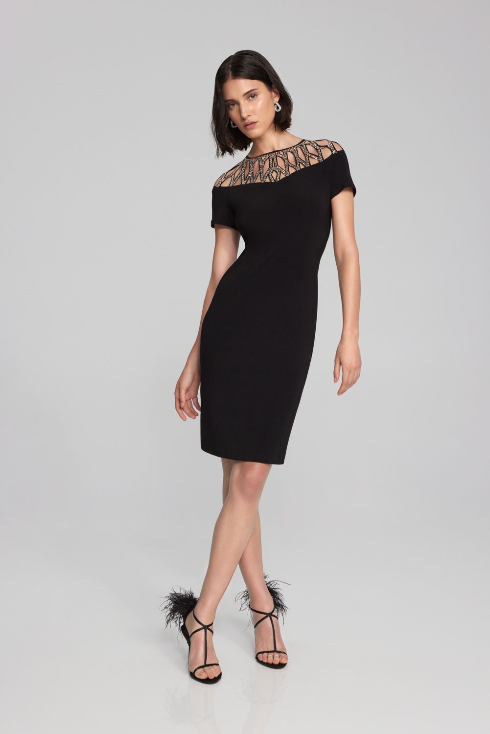 Ribkoff Silky Knit Sheath Dress w/ Embellished Neck - 241716