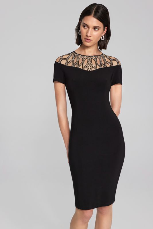 Ribkoff Silky Knit Sheath Dress w/ Embellished Neck - 241716