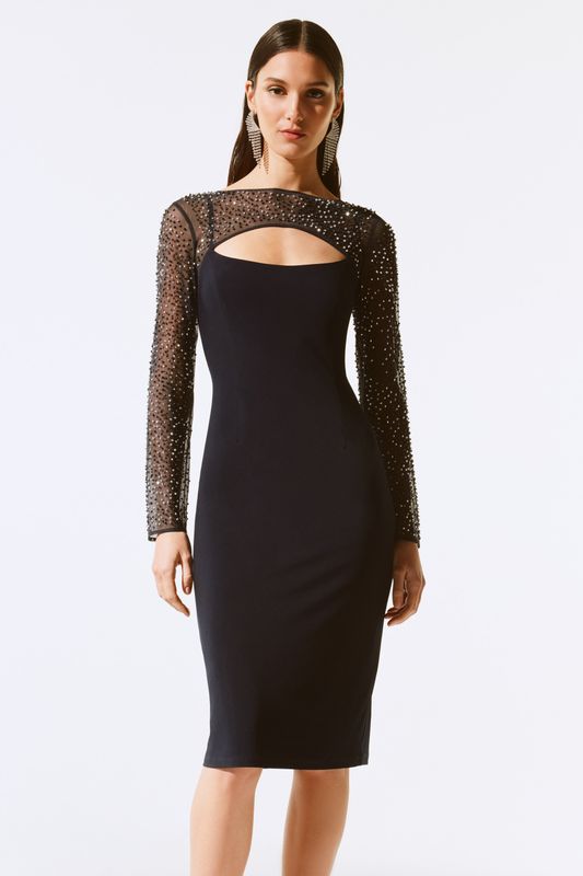 Ribkoff Silky Knit And Mesh Sheath Dress - 243730