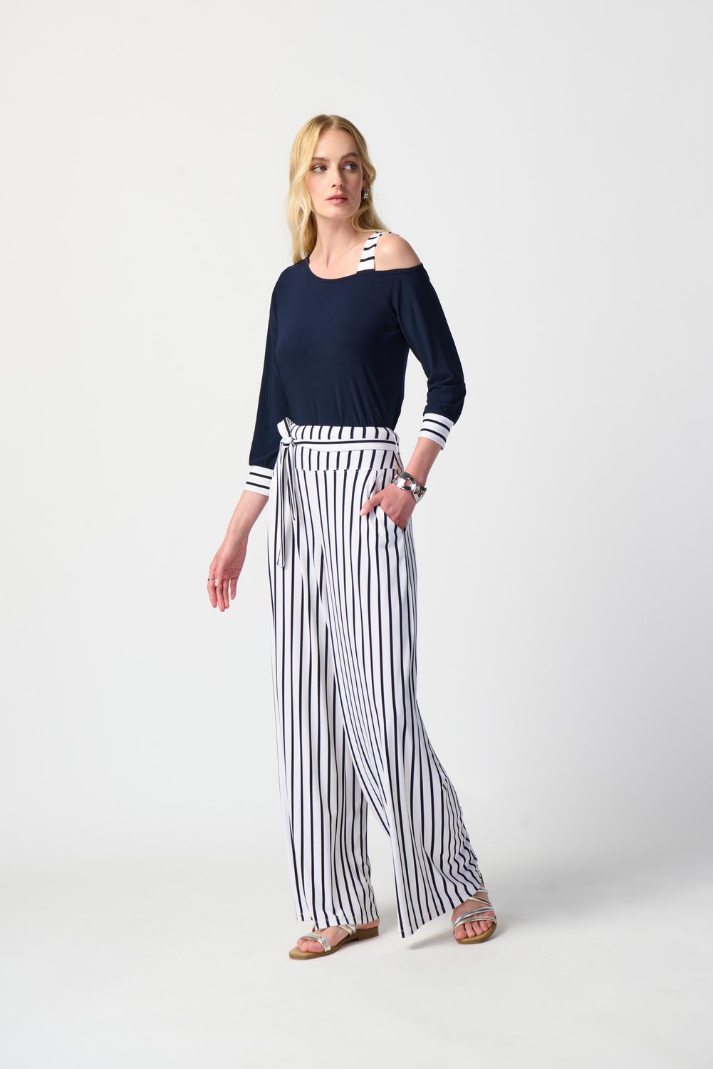 Ribkoff Vertical Stripe Wide Leg Pants 241135