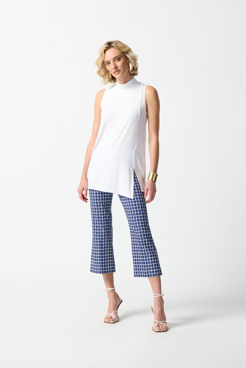 Ribkoff Windowpane Print Cropped Pants 242137