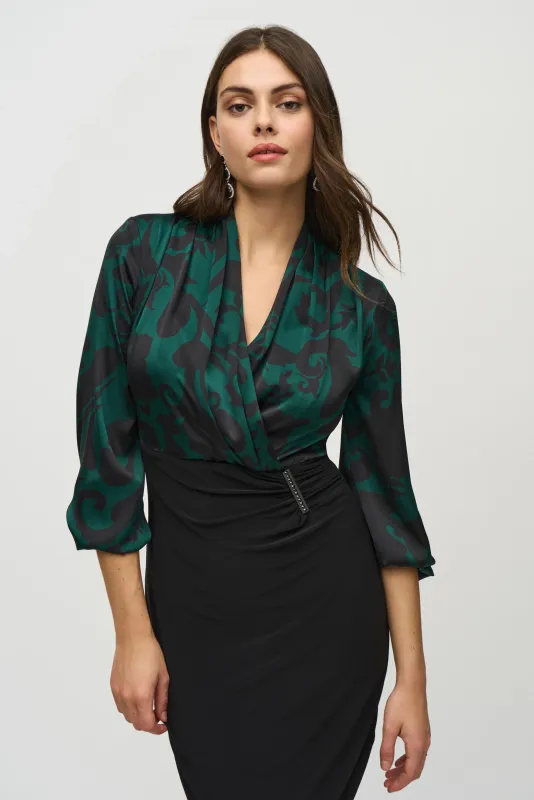 Ribkoff Silky Knit/Satin Paisley Dress - 244128