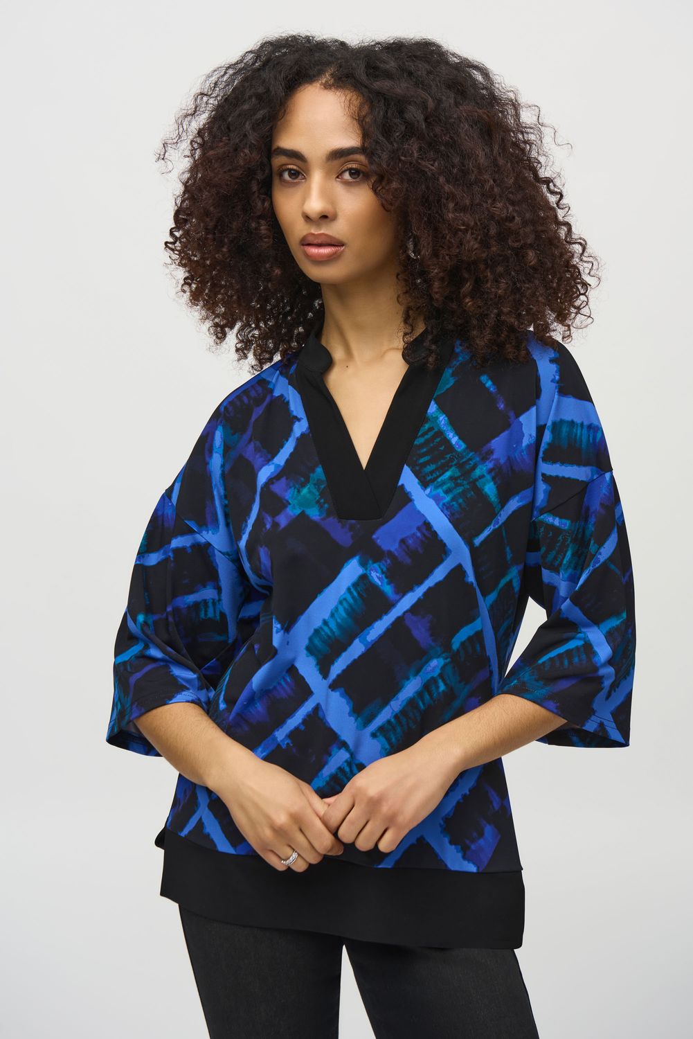 Ribkoff Knit Abstract Print Boxy Top - 244020