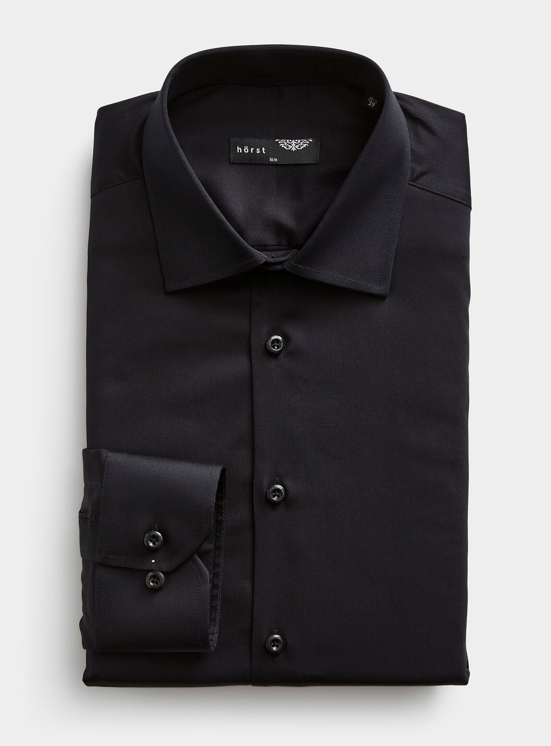 Horst Slim Cotton Stretch Dress Shirt - HR768, Color: Black - 001, Size: 15