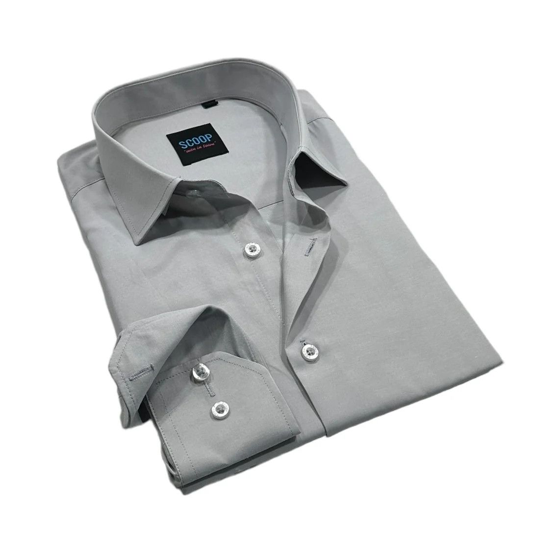 Scoop Grady Dress Shirt, Color: Silver, Size: 5XL (21/21.5)
