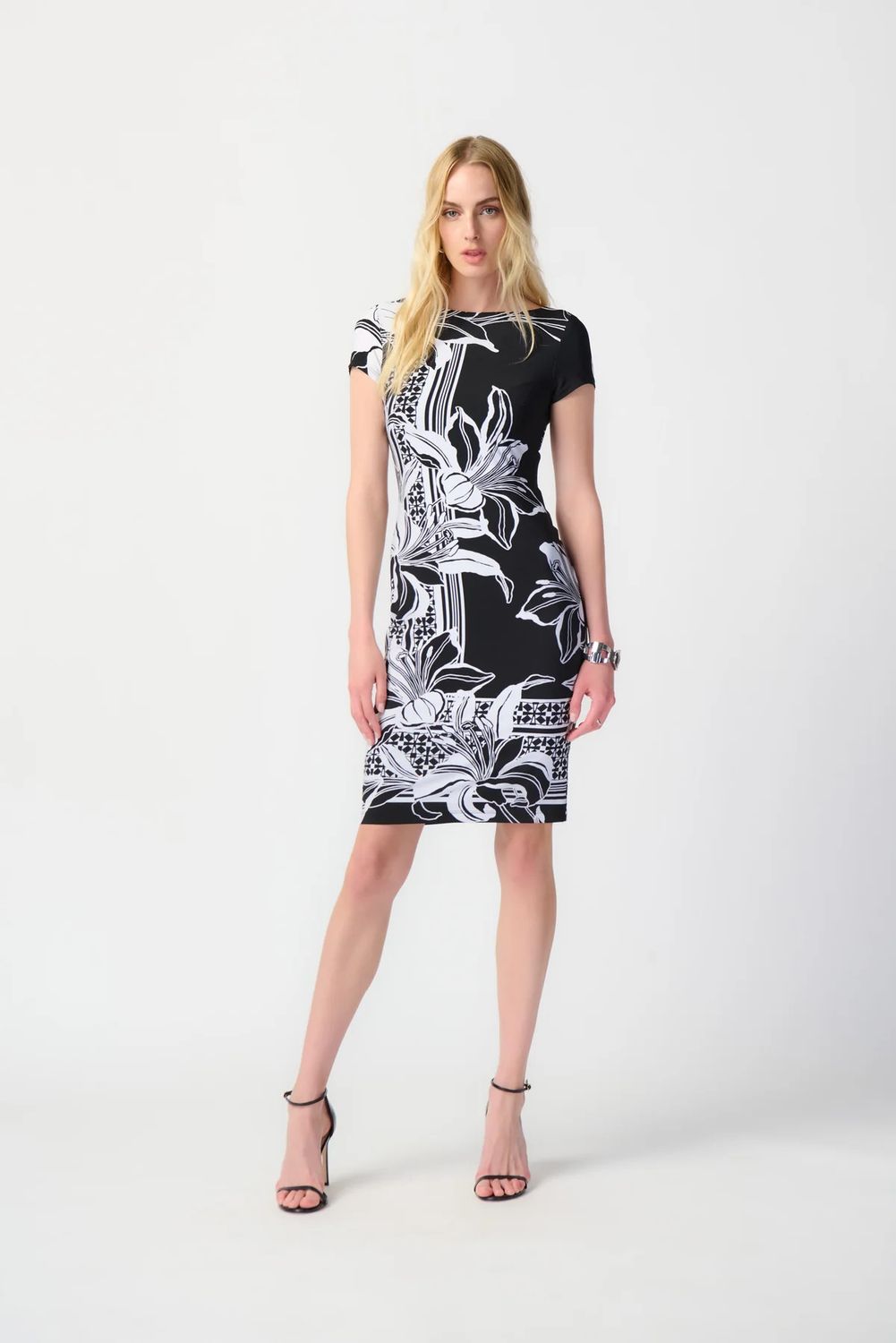 Ribkoff Floral Sheath Boat-neck Dress 241284