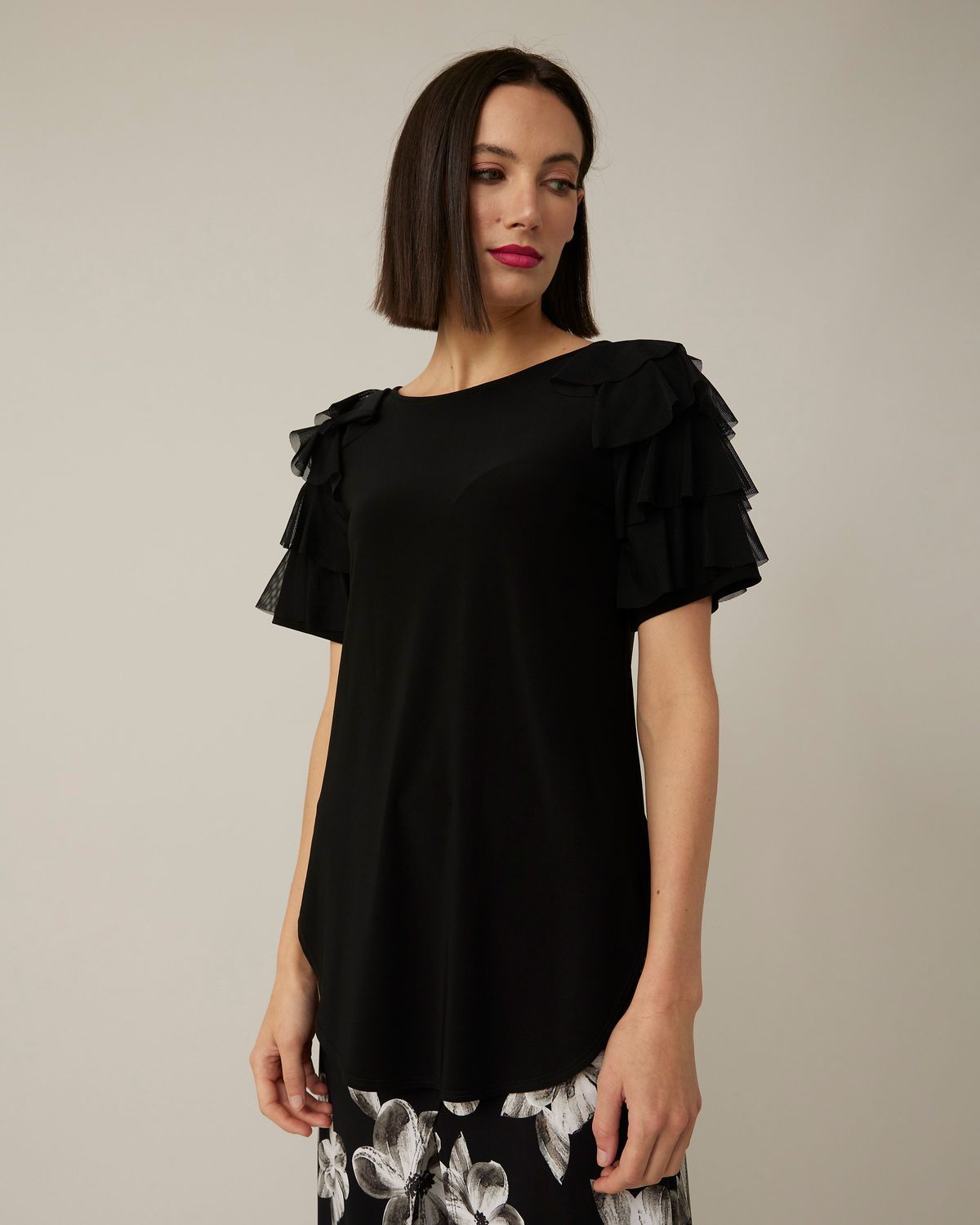Ribkoff Tiered Ruffle Sleeve Top 221048