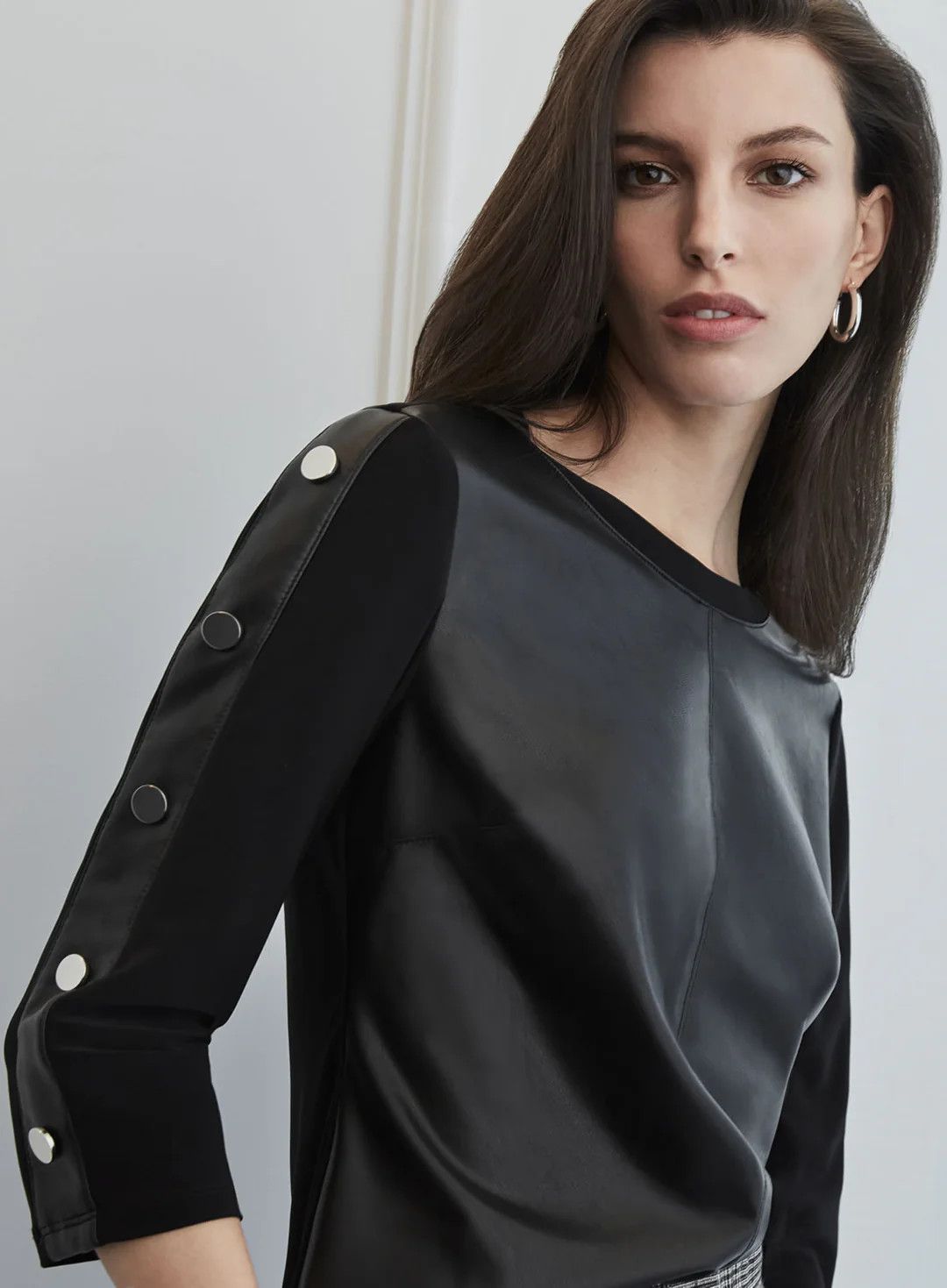 Ribkoff Black Faux Leather Top 213624