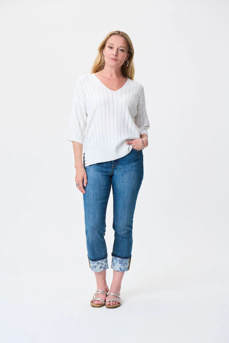 Ribkoff V-neck Ribbed Top 231944
