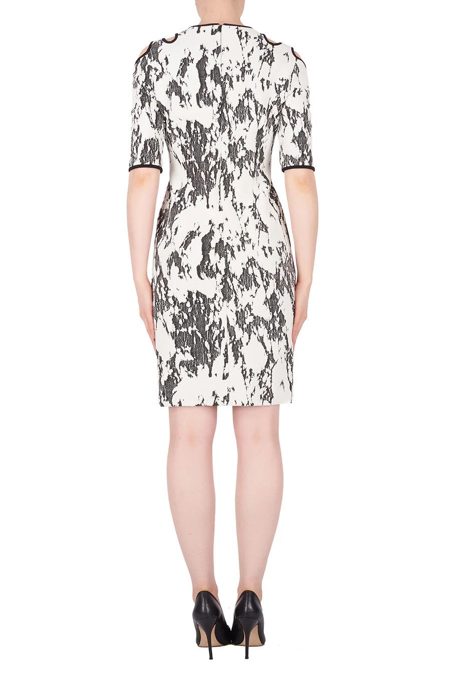 Ribkoff Textured Cut Out Detail Dress 191808, Color: Blk/Cream, Size: 14