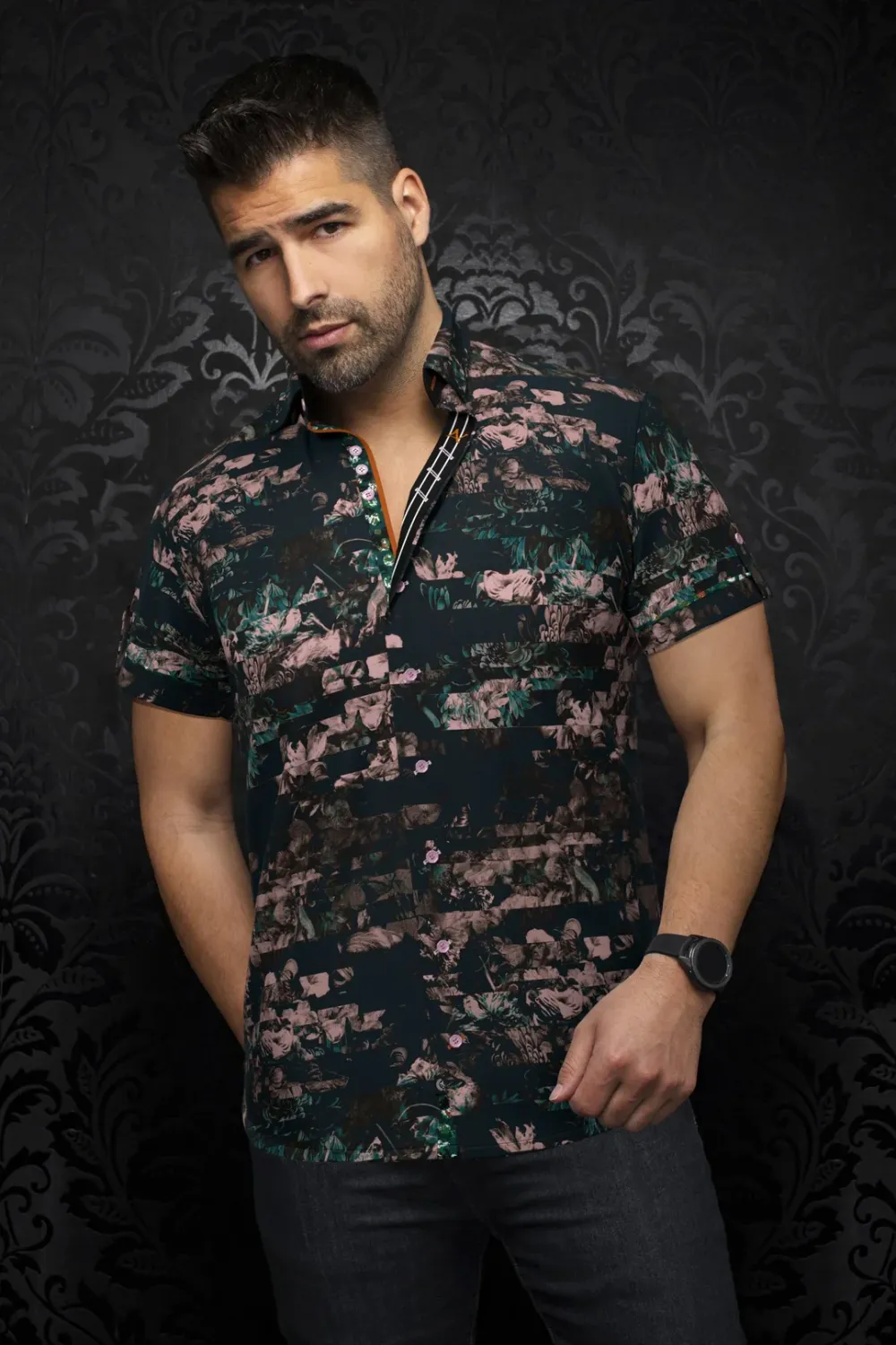Au Noir Stretch S/S Sport Shirt - Saurez