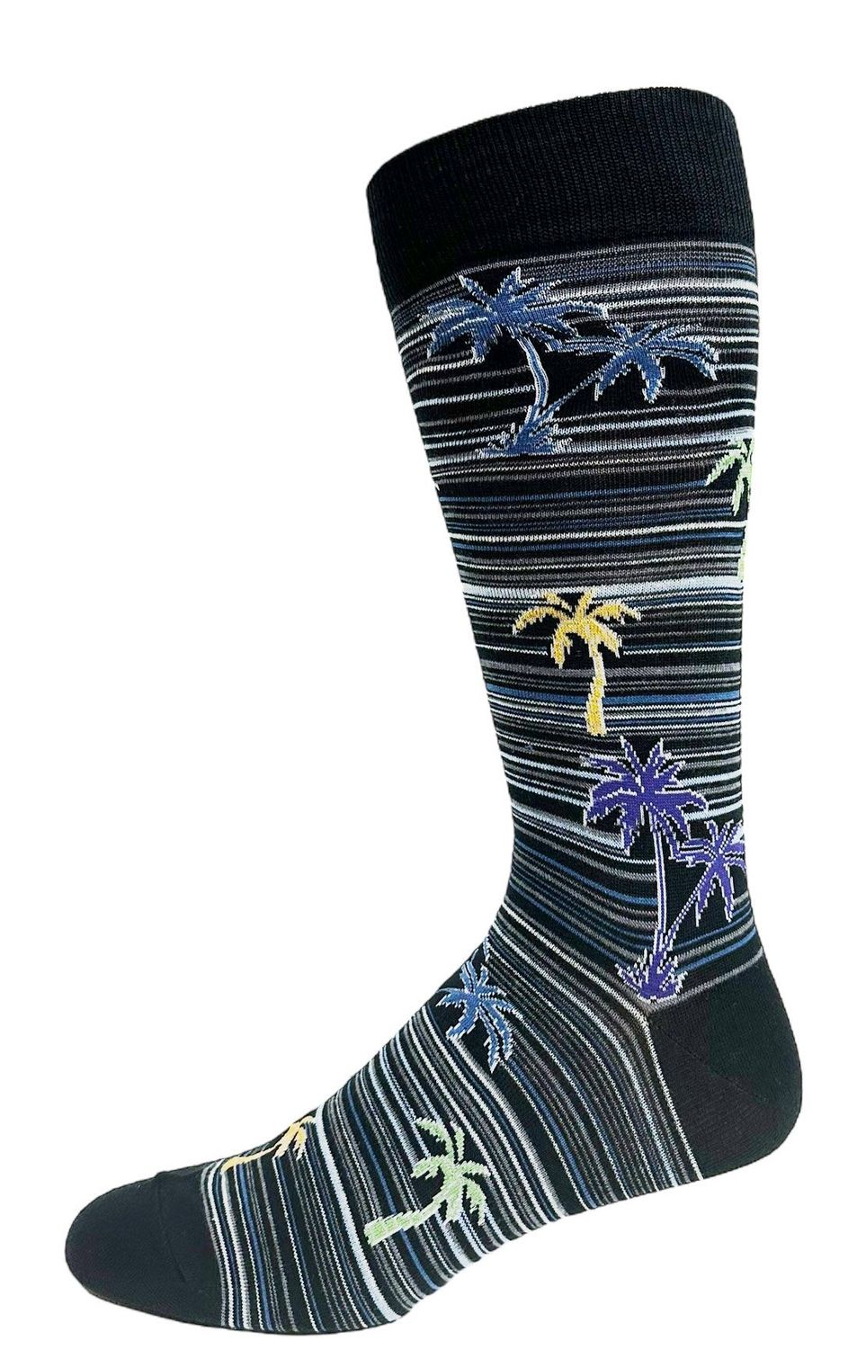 Key Black Sock w/ Palm Trees 5244-13