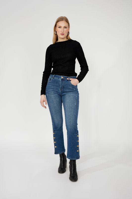 Lyman High-waisted Button Detail Jeans 253744