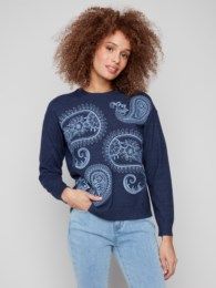 Charlie B Printed Crew Neck Sweater C2845