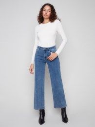 Charlie B Wide Leg Jeans w/ Hearts C5630