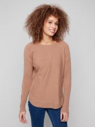 Charlie B Knit Sweater w/ Lace-Up Cuffs C2380Y