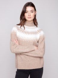 Charlie B Ski Jacquard Mock Neck Sweater C2859