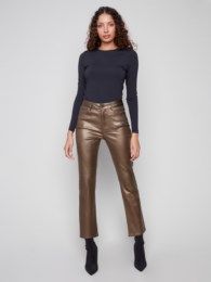 Charlie B Slim Metallic Wax Pants C5671