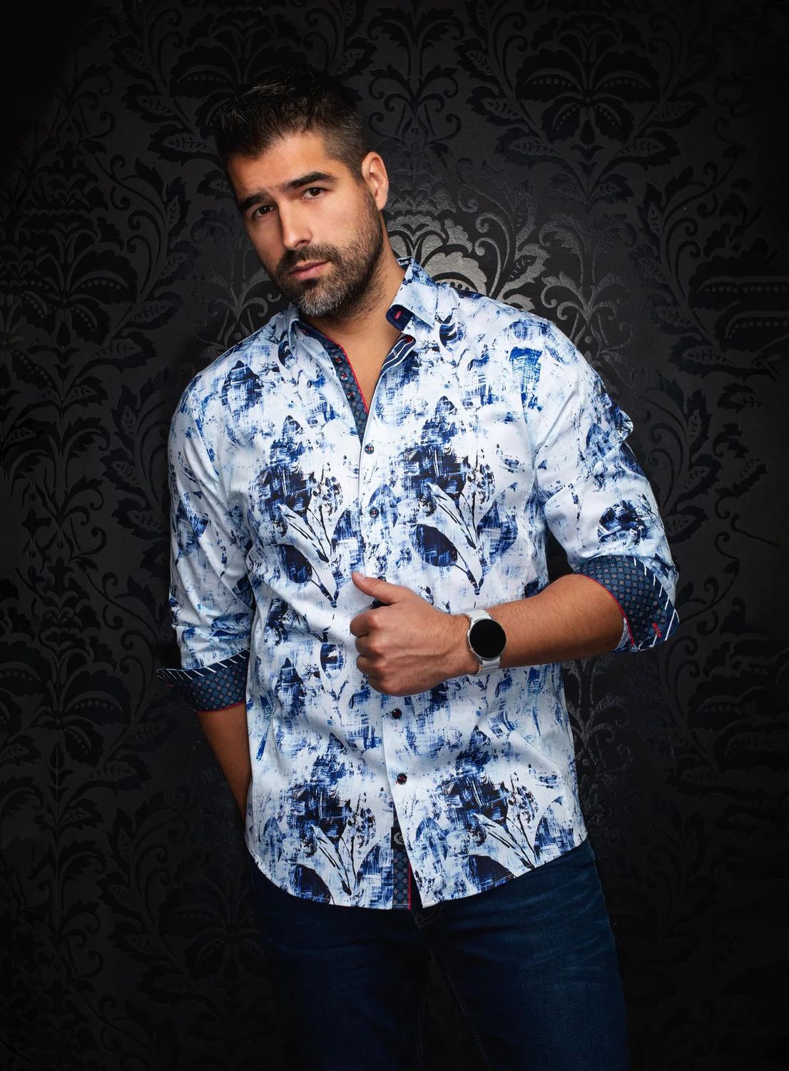 Au Noir L/S Cotton Stretch Shirt - Jasper