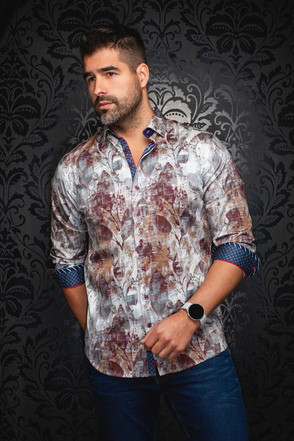 Au Noir L/S Cotton Stretch Shirt - Jasper