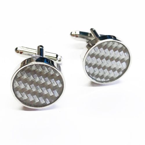 Silver Patterned Tone on Tone Cufflinks - CL-363