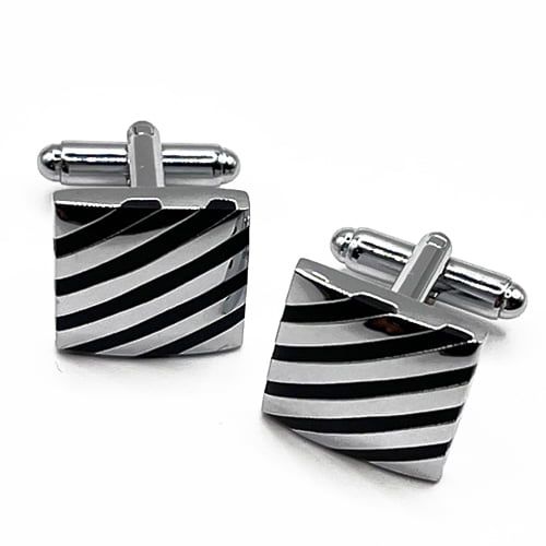 Silver w/ Black Cufflinks - CL-376