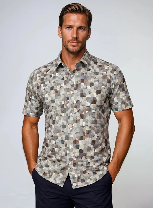P/Z Easy Care Geo Print S/S Shirt - 7664633