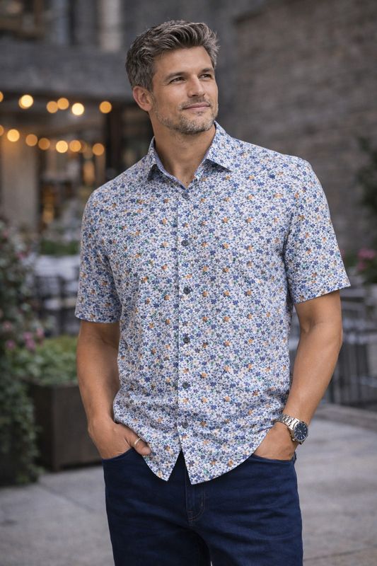 Soul S/S Cotton Sport Shirt w/ Floral - 261729
