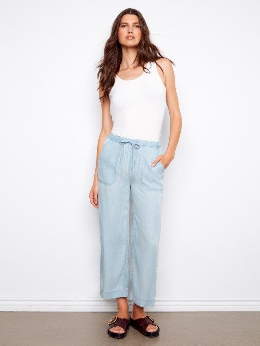 Charlie B  Tencel Wide Leg Jogger Pants - C5768