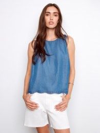 Charlie B Tencel Sleeveless Scalloped Top C4698