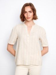 Charlie B Striped S/S Blouse C4569PR
