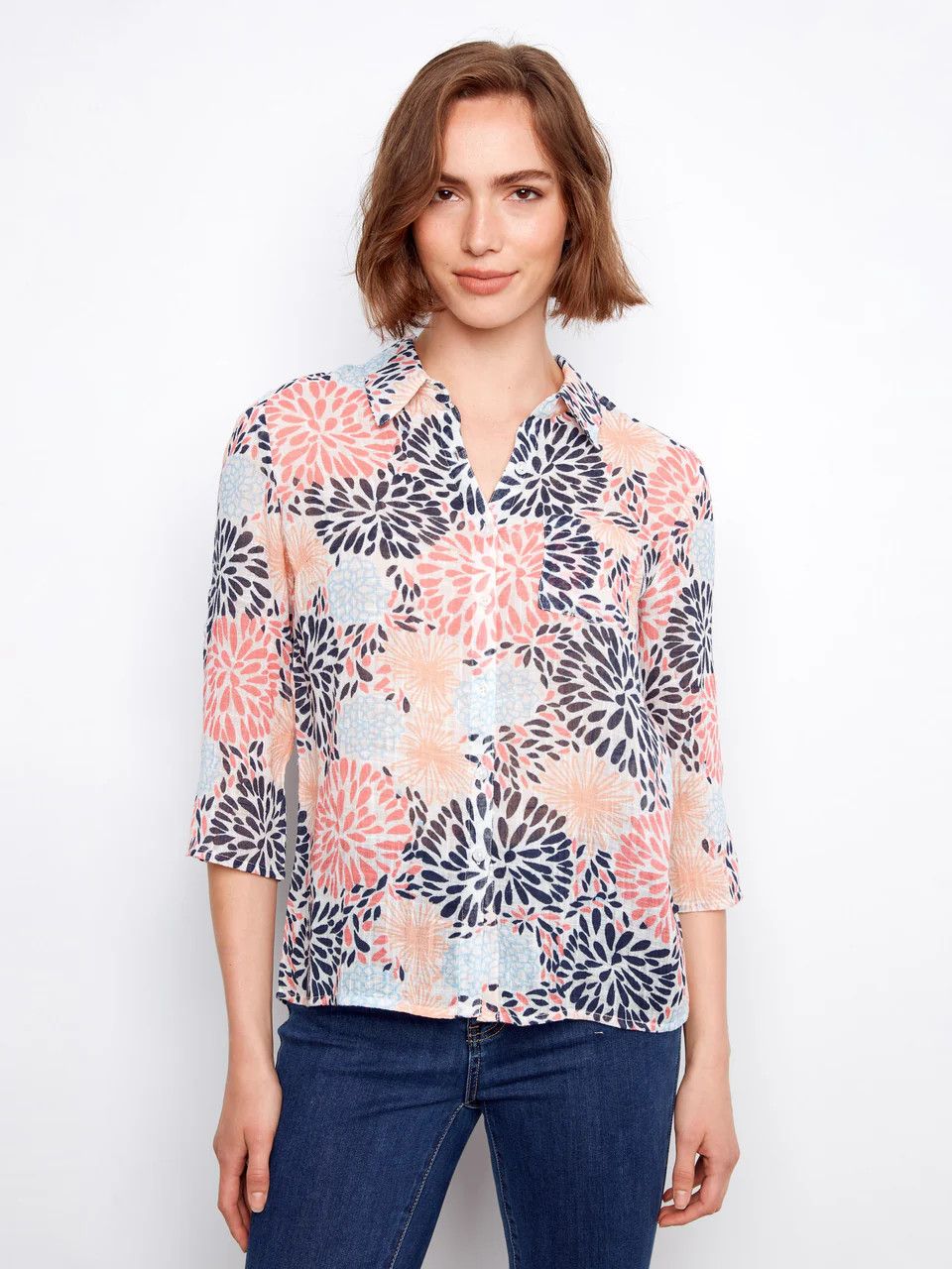 Charlie B Cotton Button-Up Shirt - C4605R