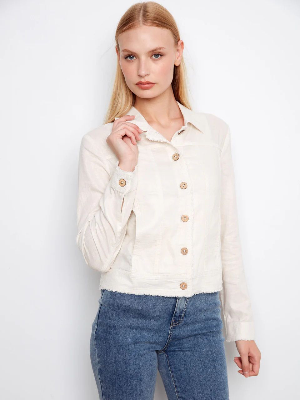 Charlie B Foiled Linen Blend Jacket - C6199