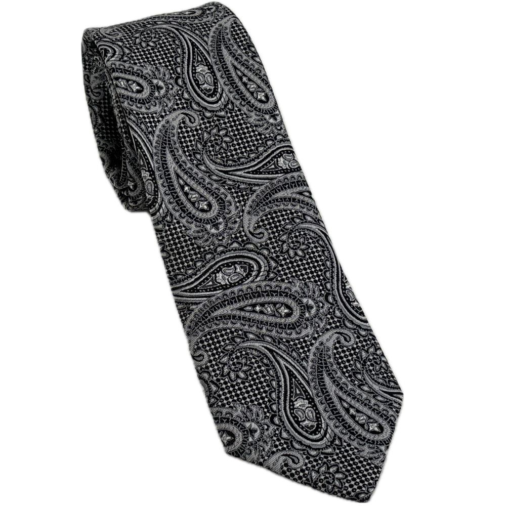M - Grey Paisley Mix Tie - 2300-3