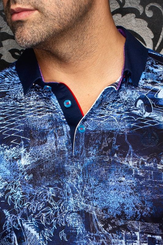 Au Noir 360 Stretch Patterned Polo - Draintree
