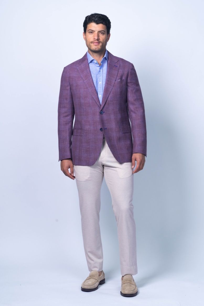 7 Downie Sette Wool, Silk &amp; Linen Blend Sports Jacket- Amalfi