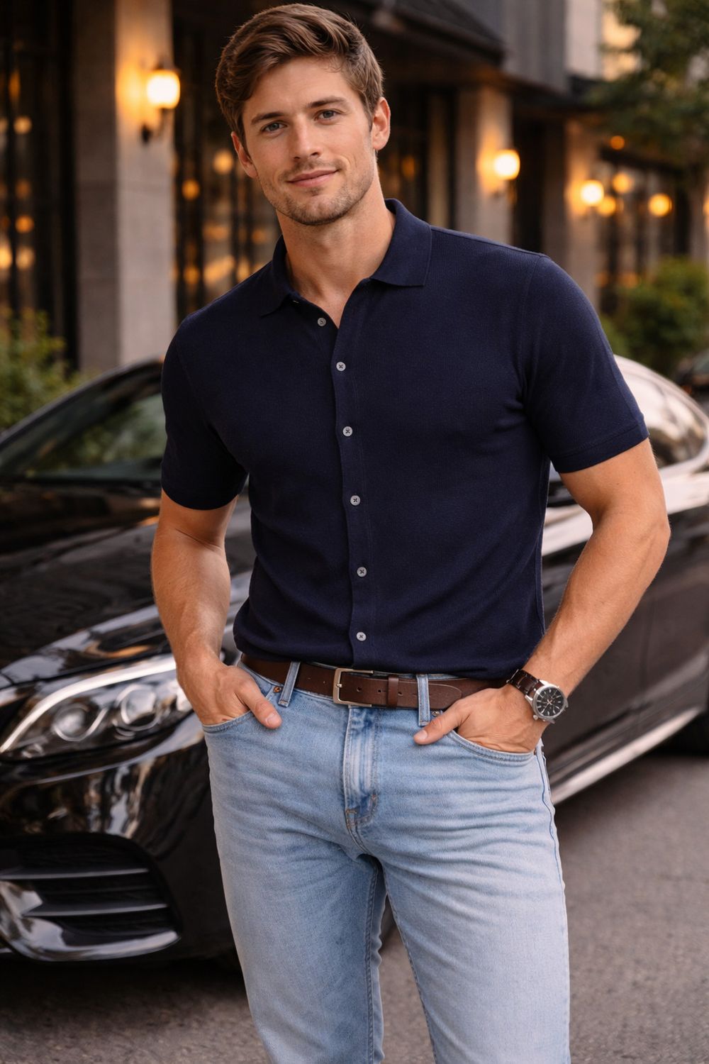 Horst Made In Italy Full Button Knit Polo - 261353