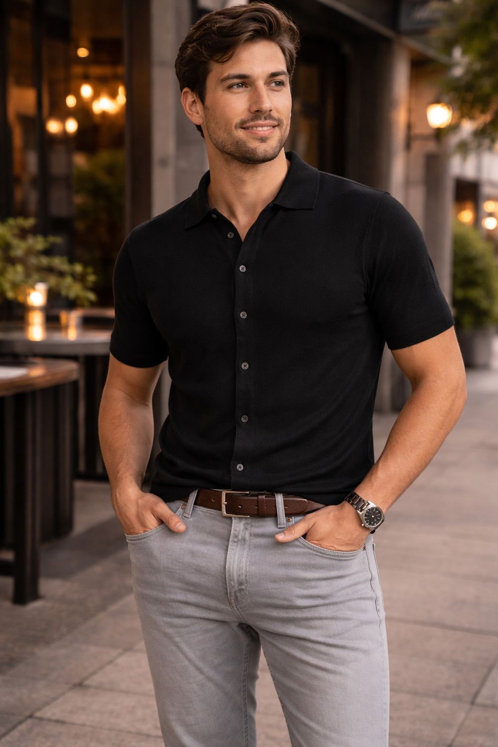 Horst Made In Italy Full Button Knit Polo - 261353