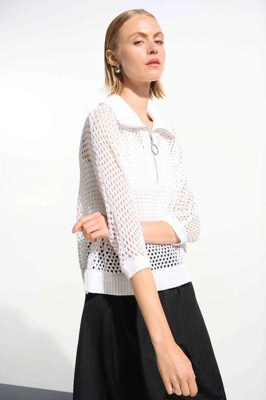 Ribkoff Boxy Sweater Knit w/ Zipped Neck 261634