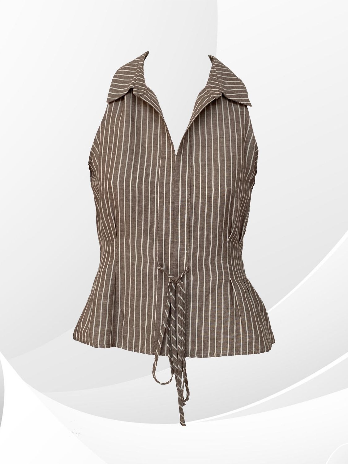 P/Z Stripped Linen Sleeveless Top - MOQ4018