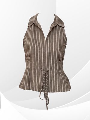 P/Z Stripped Linen Sleeveless Top - MOQ4018