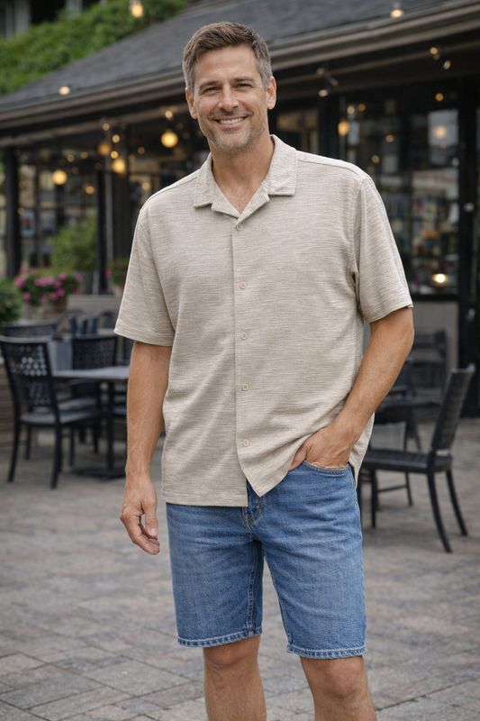 P/Z Open Collar Knit S/S Shirt - 7664800