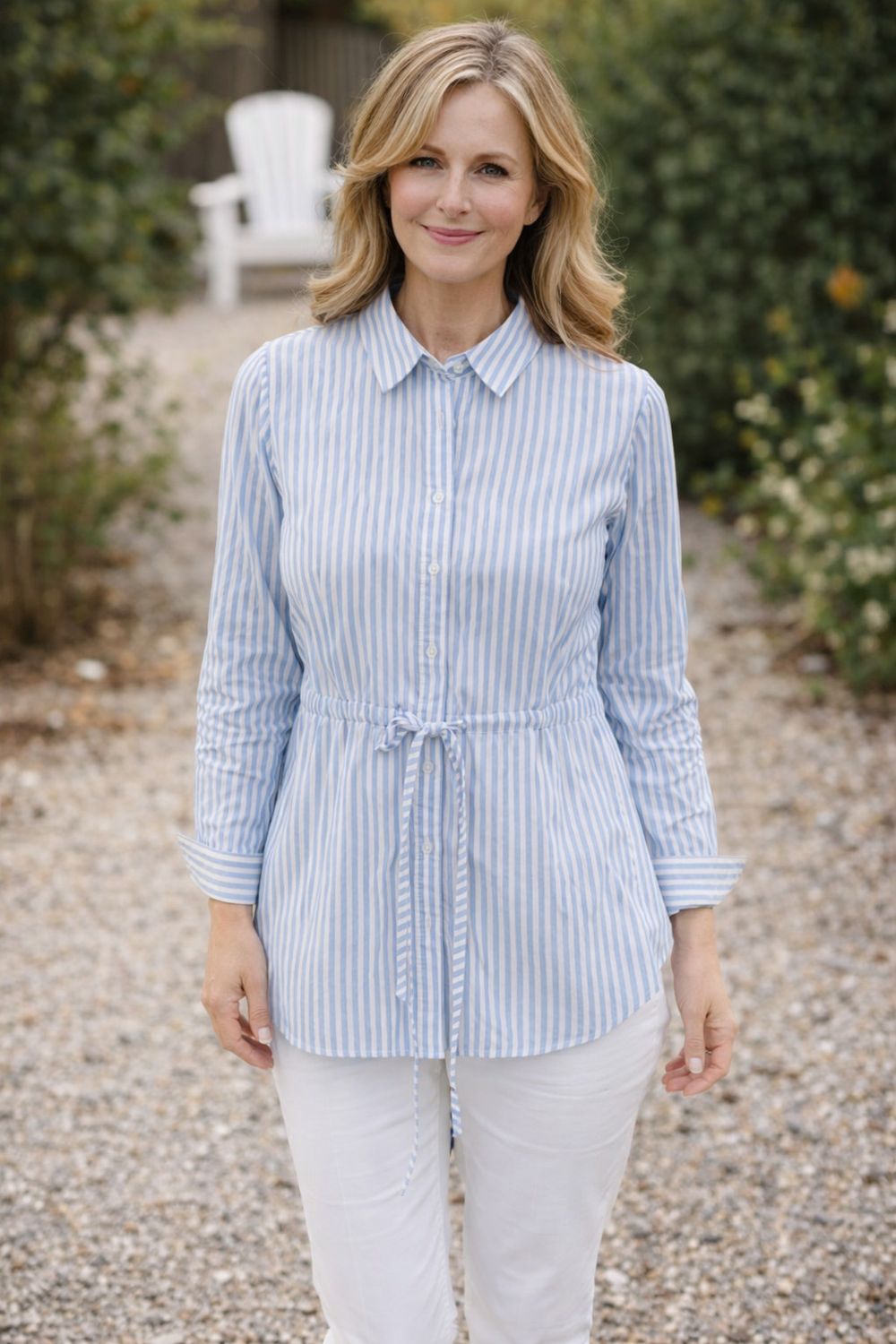 P/Z L/S Button Up Stripped Blouse - MOQ4019