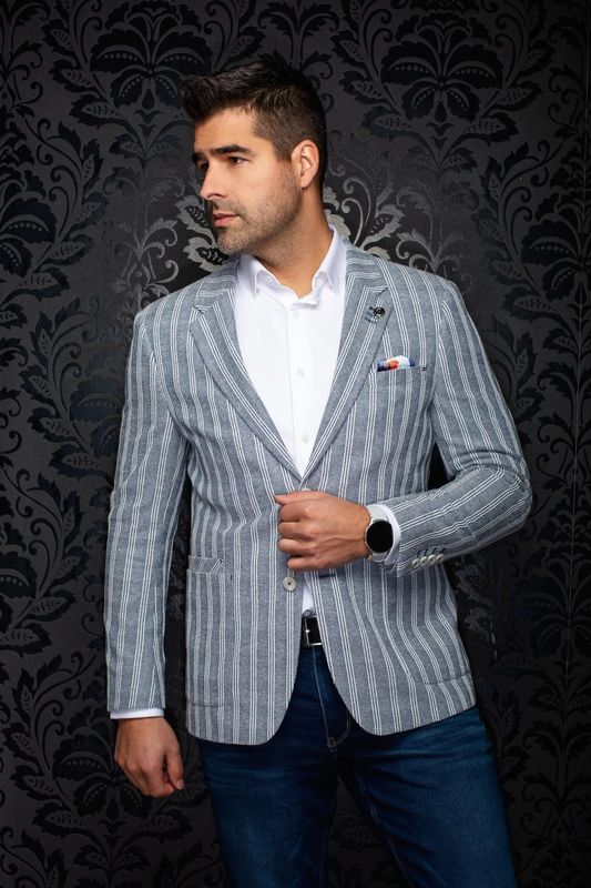 Au. Noir Stretch Sports Jacket w/ Stripe - Remy