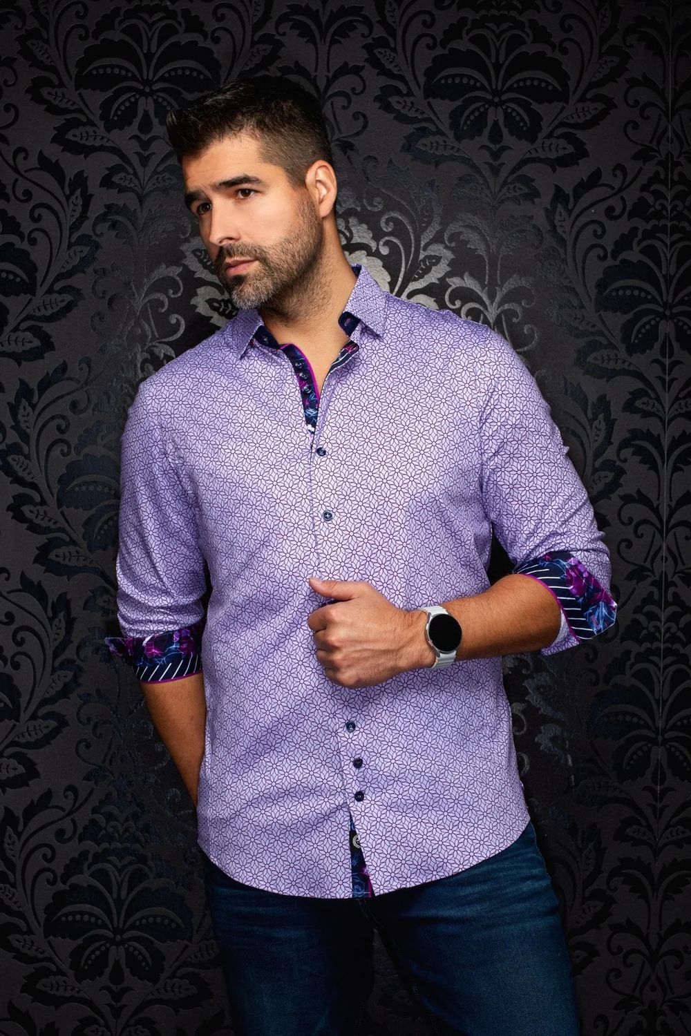 Au Noir L/S Cotton Stretch Sport Shirt - Nelumbo