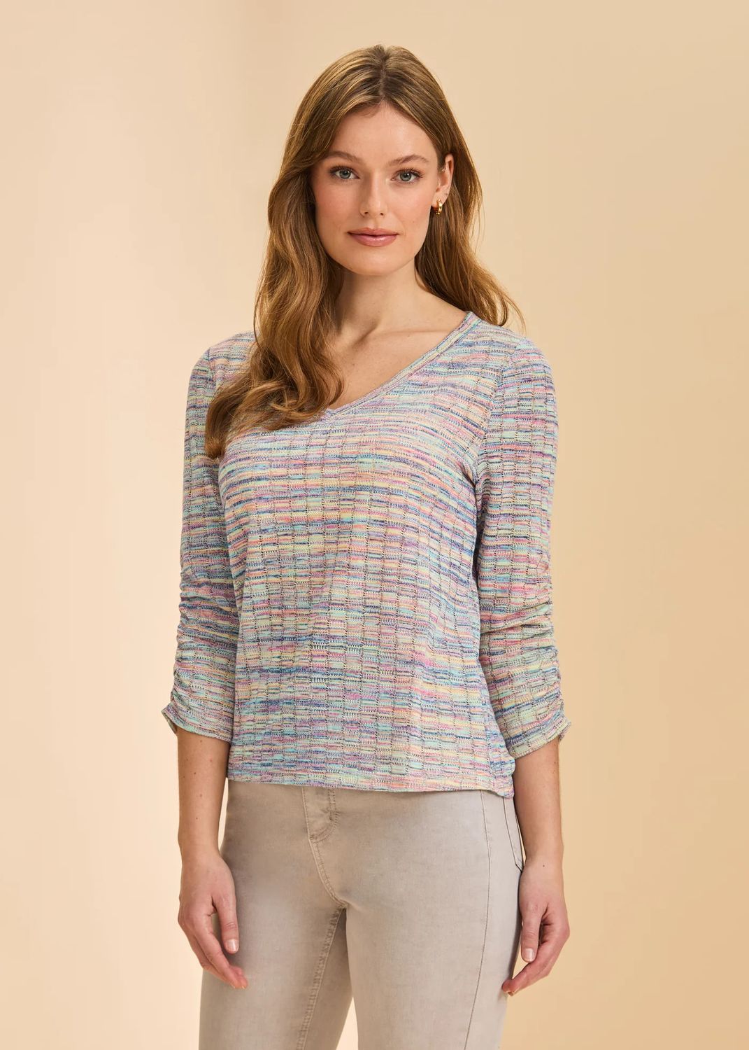 FDJ 3/4 Sleeve V-Neck Top 3692305