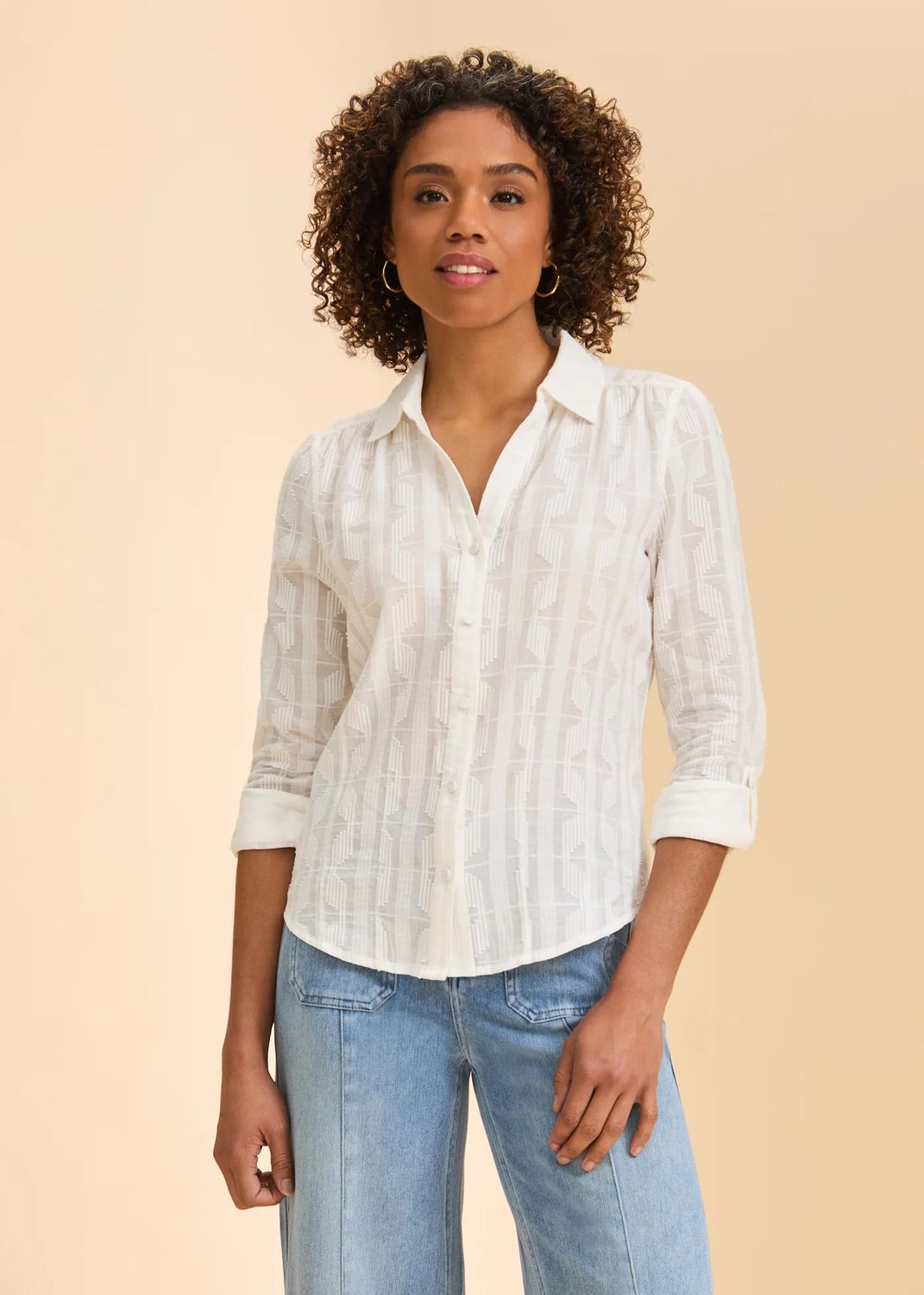 FDJ Long Sleeve Split Neck Shirt