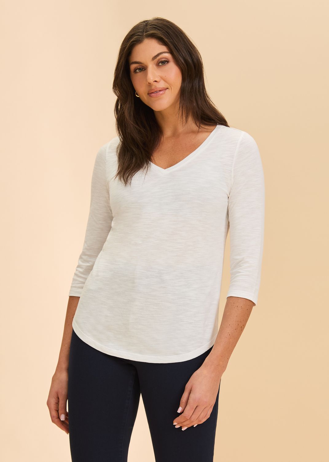 FDJ 3/4 Sleeve V-Neck Top - 3119476