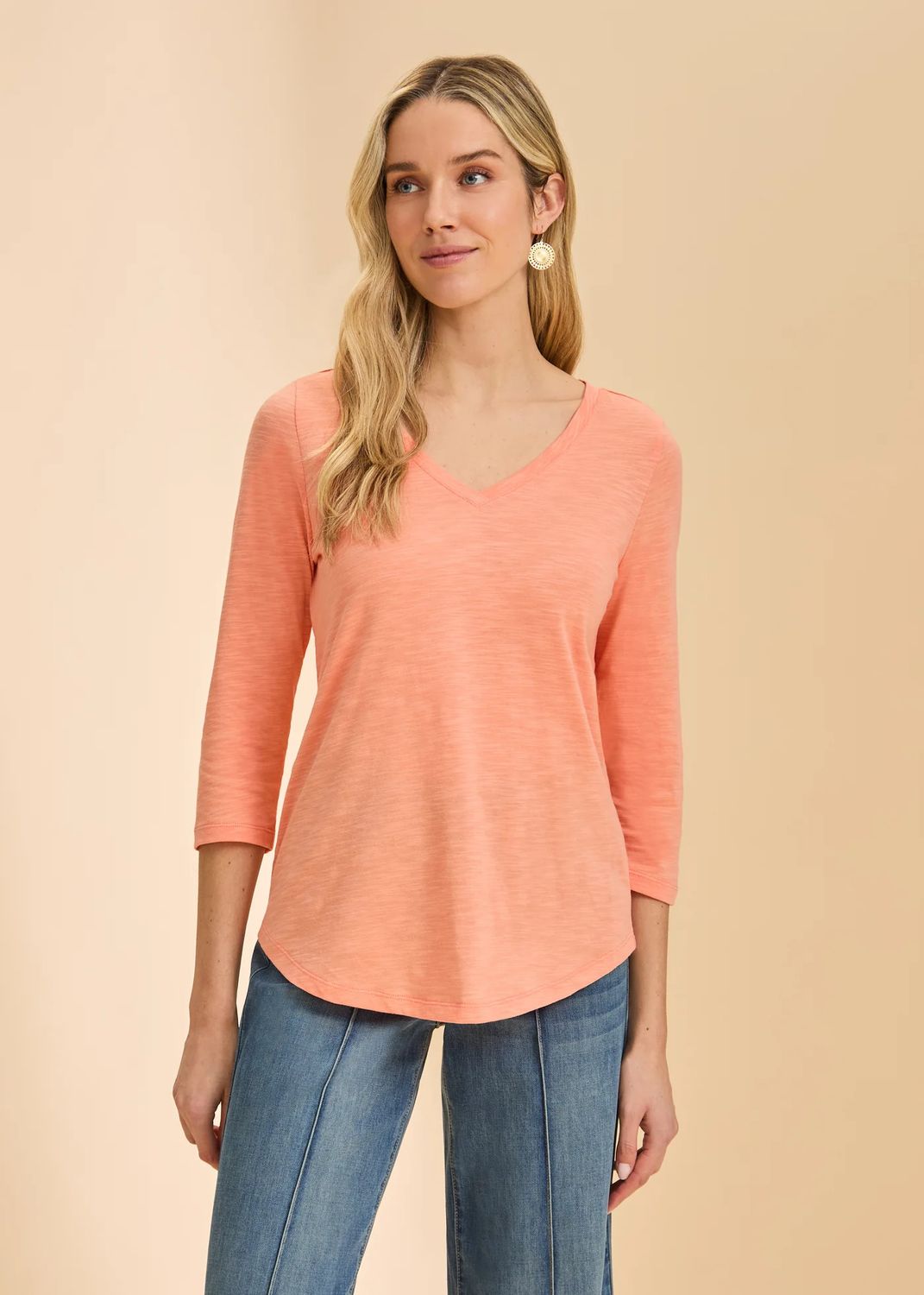 FDJ 3/4 Sleeve V-Neck Top - 3119476